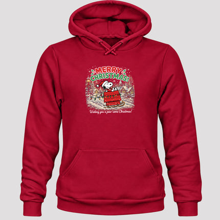 Merry Christmas Snowy Village Holiday Sled Hoodie