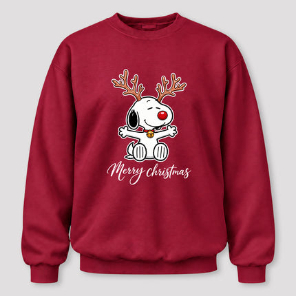 Merry Christmas Reindeer Antlers Red Nose Sweatshirt