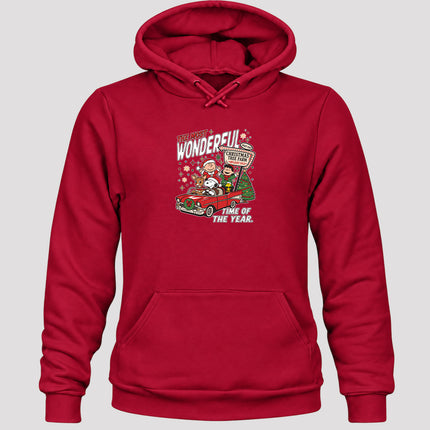Christmas Tree Farm Vintage Car Most Wonderful Time Hoodie
