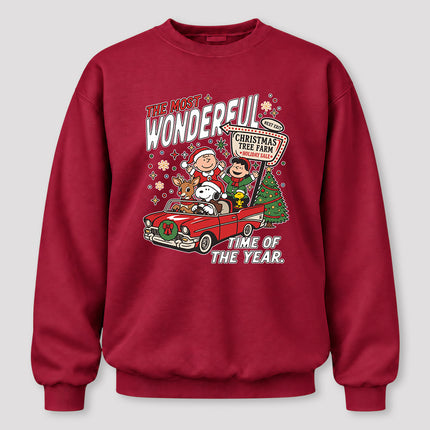 Christmas Tree Farm Vintage Car Most Wonderful Time Sweatshirt