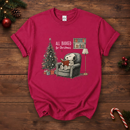 All Booked for Christmas Book Lover Cozy Reading T-Shirt