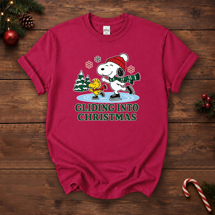 Gliding Into Christmas Ice Skating Winter Holiday T-Shirt