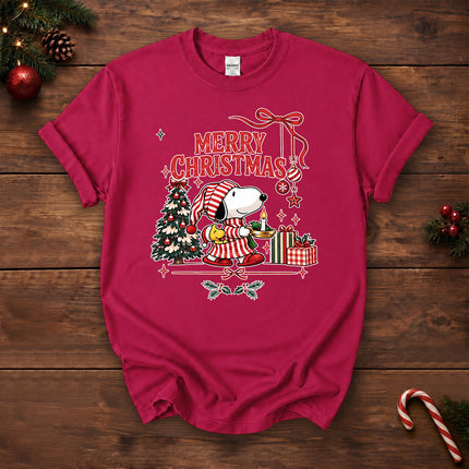 Merry Christmas Vintage Holiday Tree Candle Gifts T-Shirt