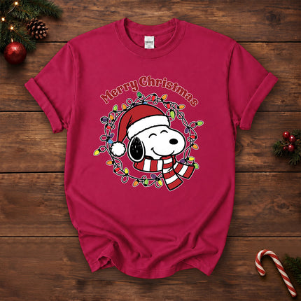 Merry Christmas Santa Hat Colorful Lights T-Shirt