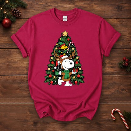 Christmas Tree Reindeer Antlers Holiday Gift T-Shirt