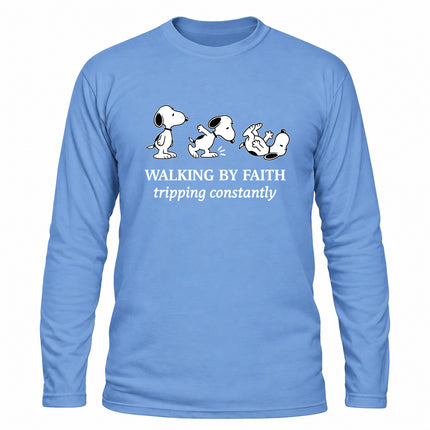 Walking By Faith Tripping Constantly Funny Christian Christmas Gift Long Sleeve T-Shirt