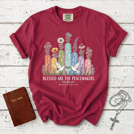 Comfort Colors Blessed Are the Peacemakers Matthew 5:9 Christian Bible Verse T-Shirt