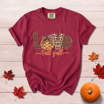 Comfort Colors Fall Autumn Love Fall Yall Leopard Pumpkin T-Shirt