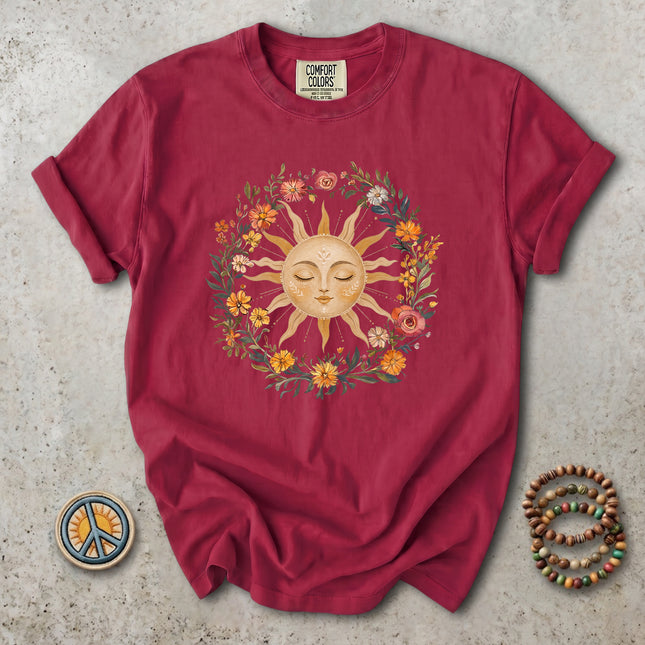 Comfort Colors Celestial Sun Floral Boho T-Shirt