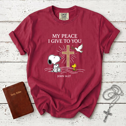 Comfort Colors My Peace I Give to You John 14 27 Dove Cross T-Shirt