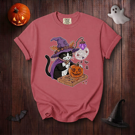 Comfort Colors Black Cat Halloween Witch Pumpkin Carving T-Shirt
