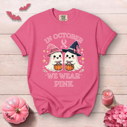 Comfort Colors Breast Cancer Awareness Halloween In October We Wear Pink T-Shirt