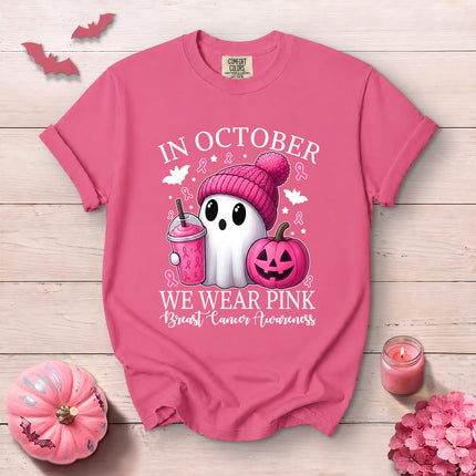 Comfort Colors Breast Cancer Awareness Pink Pumpkin October T-Shirt