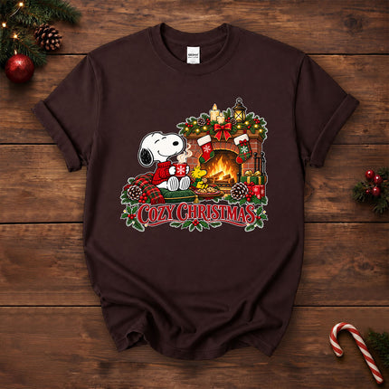 Cozy Christmas Fireplace Hot Cocoa Holiday T-Shirt