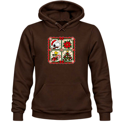 Christmas Patchwork Poinsettia Holiday Quilt Hoodie