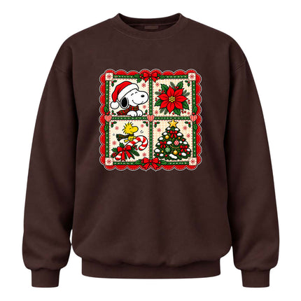 Christmas Patchwork Poinsettia Holiday Quilt Sweatshirt