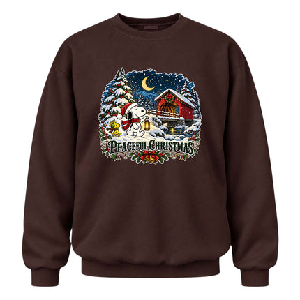 Peaceful Christmas Snowy Covered Bridge Winter Night Sweatshirt