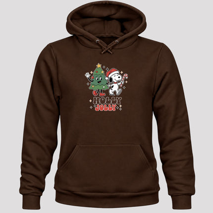 Holly Jolly Christmas Tree Candy Cane Retro Hoodie