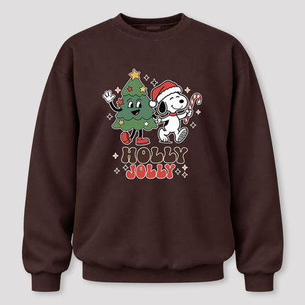 Holly Jolly Christmas Tree Candy Cane Retro Sweatshirt