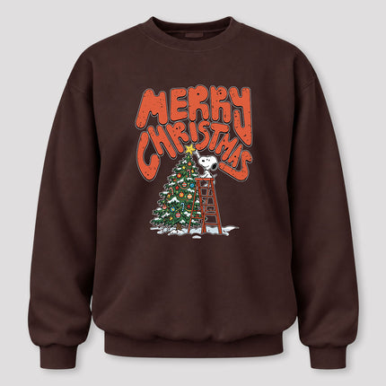 Merry Christmas Retro Tree Decorating Ash Gray Sweatshirt