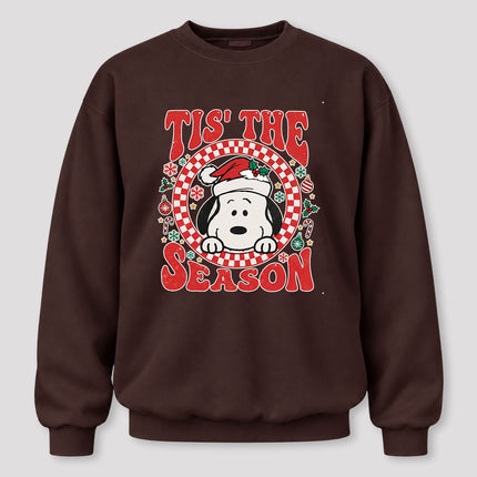 Tis The Season Christmas Retro Checkered Santa Hat Sweatshirt