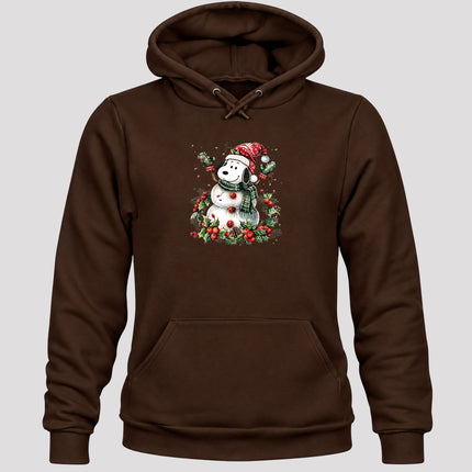 Christmas Snowman Santa Hat Holly Berries Hoodie