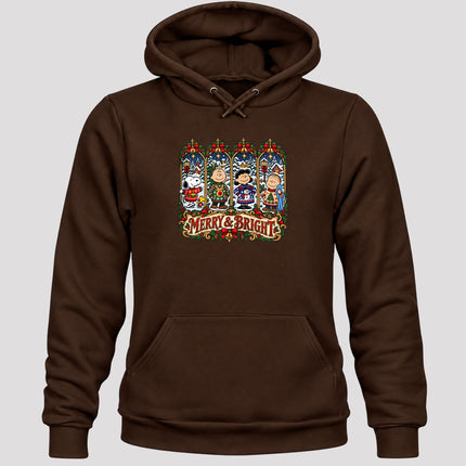 Merry and Bright Christmas Vintage Winter Village Hoodie