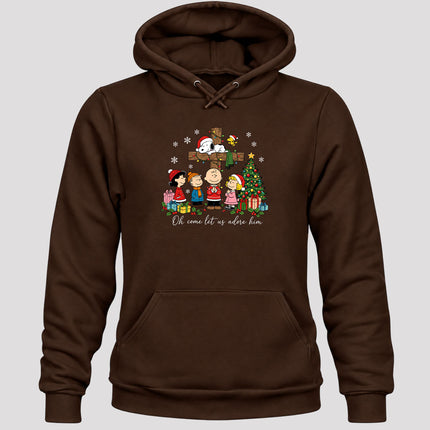 Oh Come Let Us Adore Him Christmas Cross Hoodie