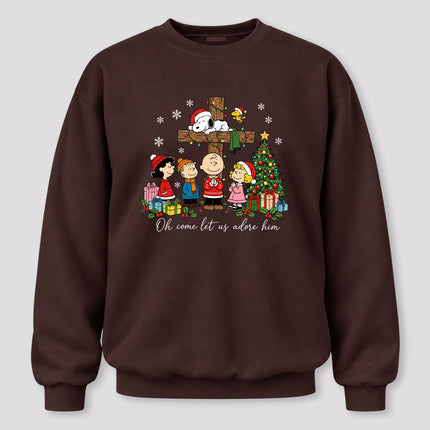 Oh Come Let Us Adore Him Christmas Cross Sweatshirt