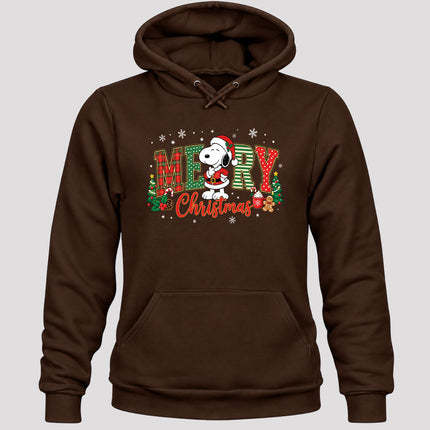 Merry Christmas Plaid Lettering Holiday Trees Hoodie