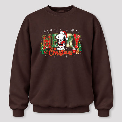 Merry Christmas Plaid Lettering Holiday Trees Sweatshirt