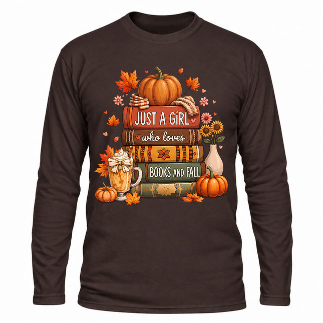 Books and Fall Pumpkin Book Lover Long Sleeve T-Shirt