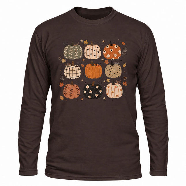 Fall Pumpkin Patch Boho Autumn Graphic Long Sleeve T-Shirt