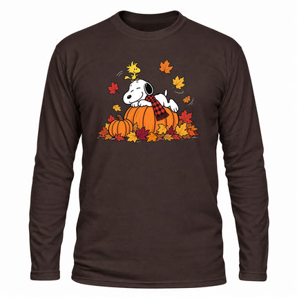 Fall Pumpkin Shirt Autumn Leaves Cozy Long Sleeve T-Shirt