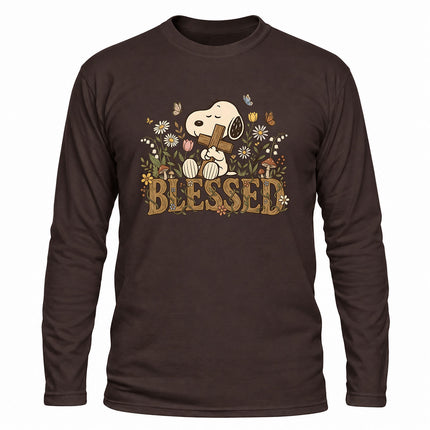 Blessed Christian Floral Cross Christmas Gift Long Sleeve T-Shirt