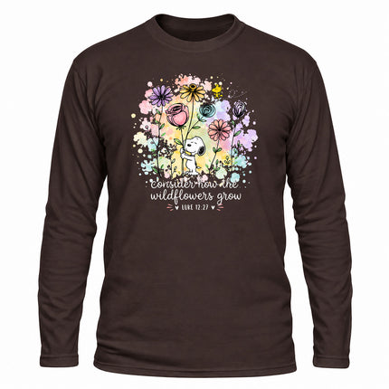 Consider How the Wildflowers Grow Luke 12 27 Christian Christmas Gift Long Sleeve T-Shirt