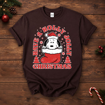 Have A Holly Jolly Christmas Retro Santa Stocking T-Shirt
