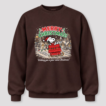 Merry Christmas Snowy Village Festive Sled Sweatshirt