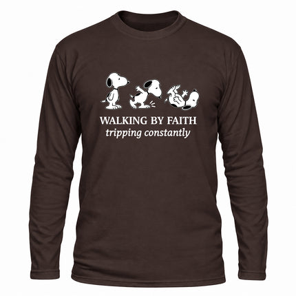 Walking By Faith Tripping Constantly Funny Christian Christmas Gift Long Sleeve T-Shirt