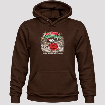 Merry Christmas Snowy Village Holiday Sled Hoodie