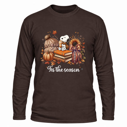 Tis the Season Cozy Fall Pumpkin Book Lover Long Sleeve T-Shirt