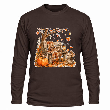 Cozy Fall Porch Pumpkin Lantern Autumn Long Sleeve T-Shirt
