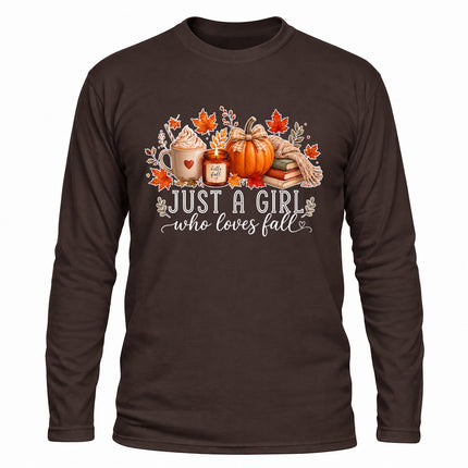 Just a Girl Who Loves Fall Pumpkin Cozy Autumn Long Sleeve T-Shirt