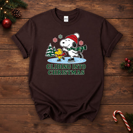 Gliding Into Christmas Ice Skating Winter Holiday T-Shirt