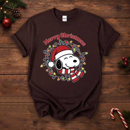 Merry Christmas Santa Hat Colorful Lights T-Shirt