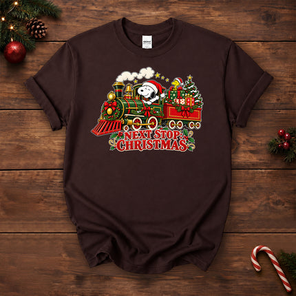 Next Stop Christmas Train Vintage Holiday T-Shirt