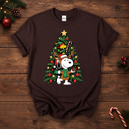 Christmas Tree Reindeer Antlers Holiday Gift T-Shirt