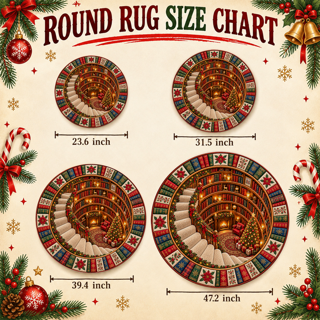 Christmas Round Rug Library Holiday Doormat