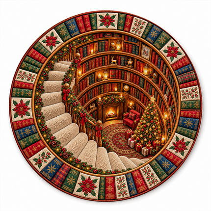 Christmas Round Rug Library Holiday Doormat