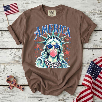 Comfort Colors Retro America 250th Anniversary USA Starry Bubblegum Statue T-Shirt